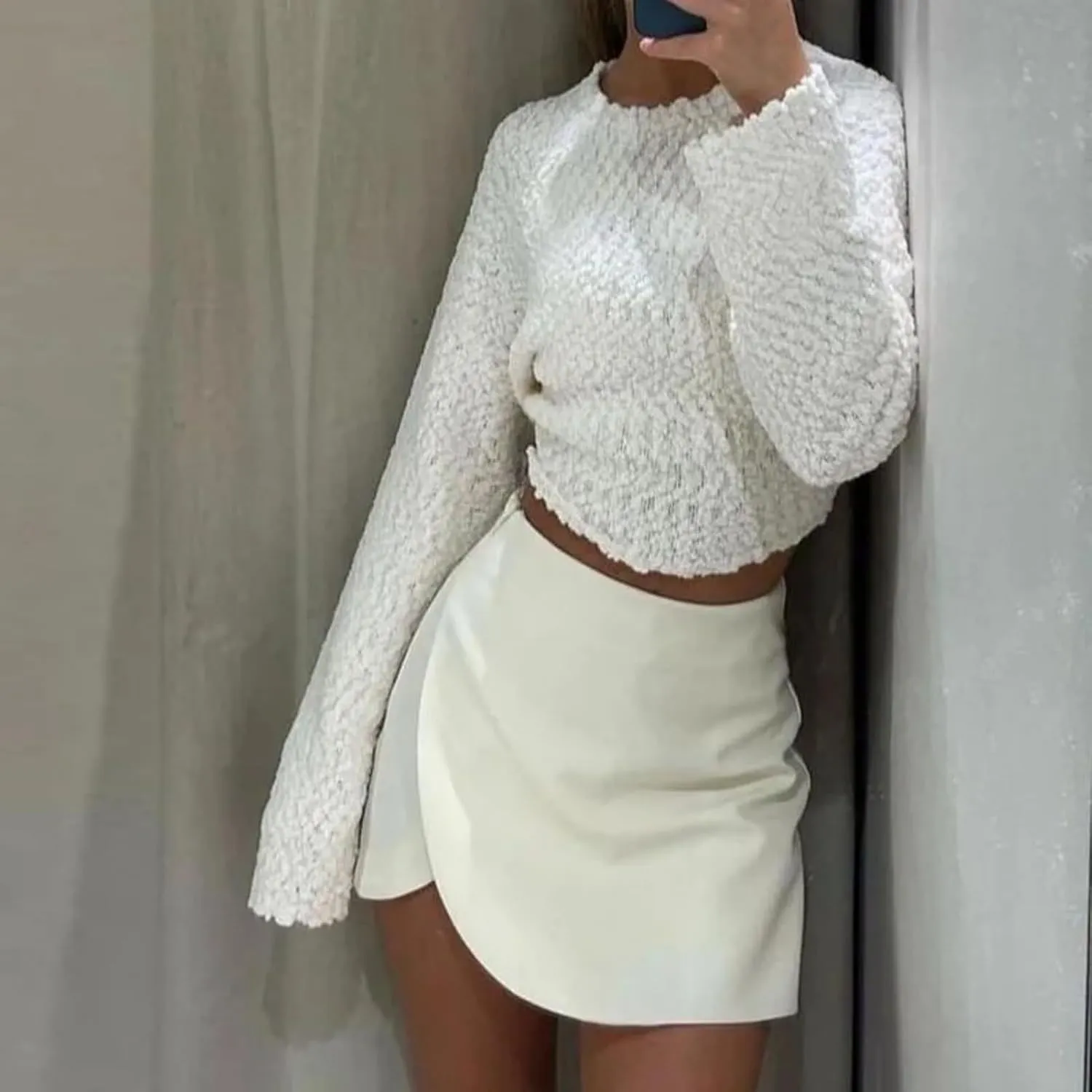 Beige Mini Skirt Pants High Waist Shorts Skort for Women Summer Asymmetric
