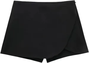 Beige Mini Skirt Pants High Waist Shorts Skort for Women Summer Asymmetric