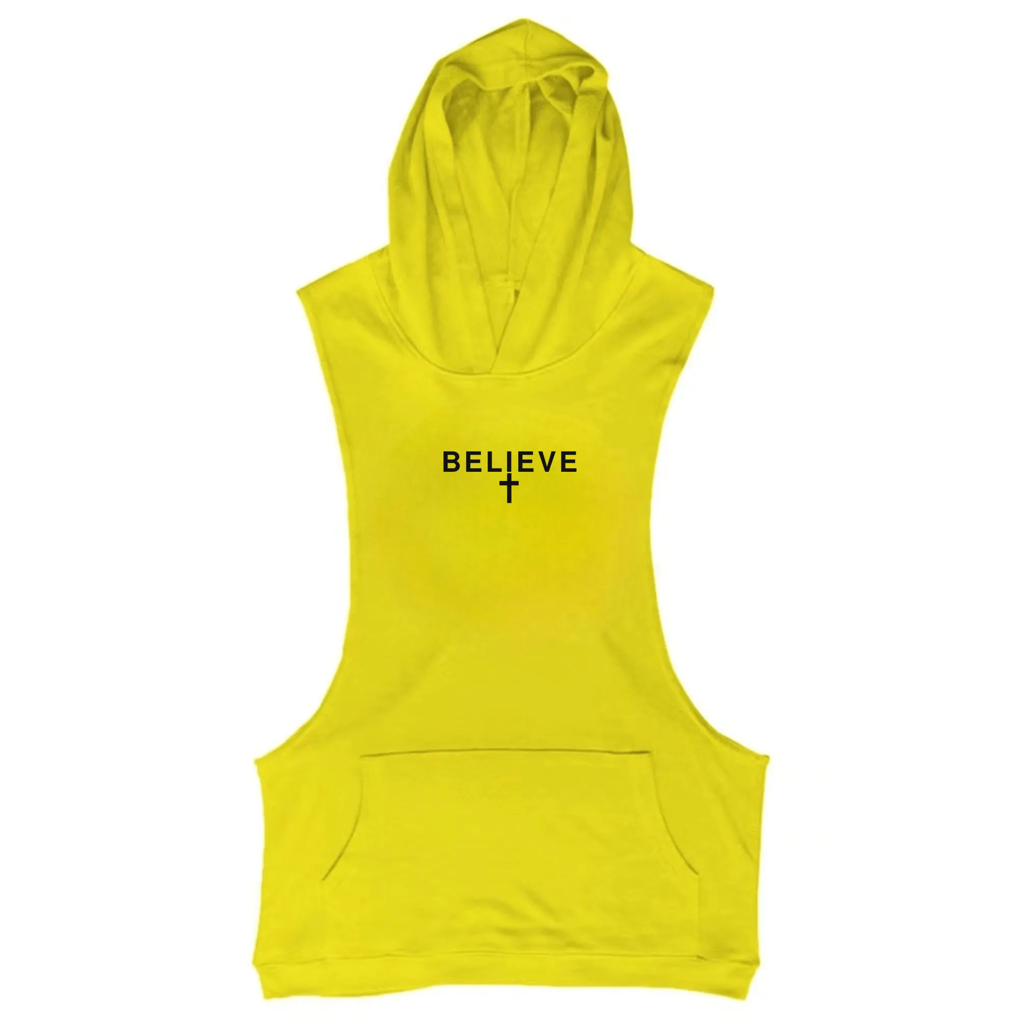 Believe Cross Sleeveless Hoodie Tank Tops