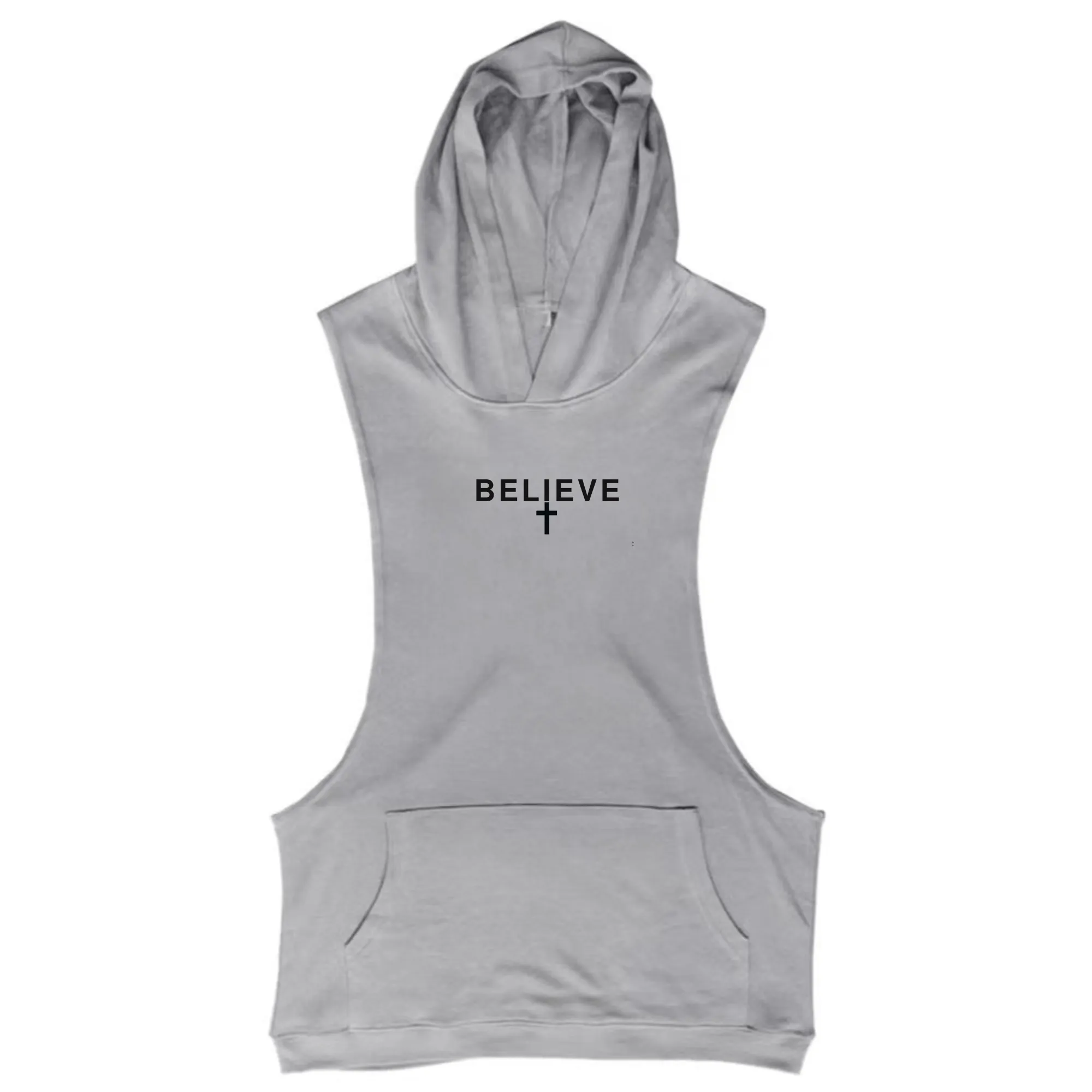 Believe Cross Sleeveless Hoodie Tank Tops