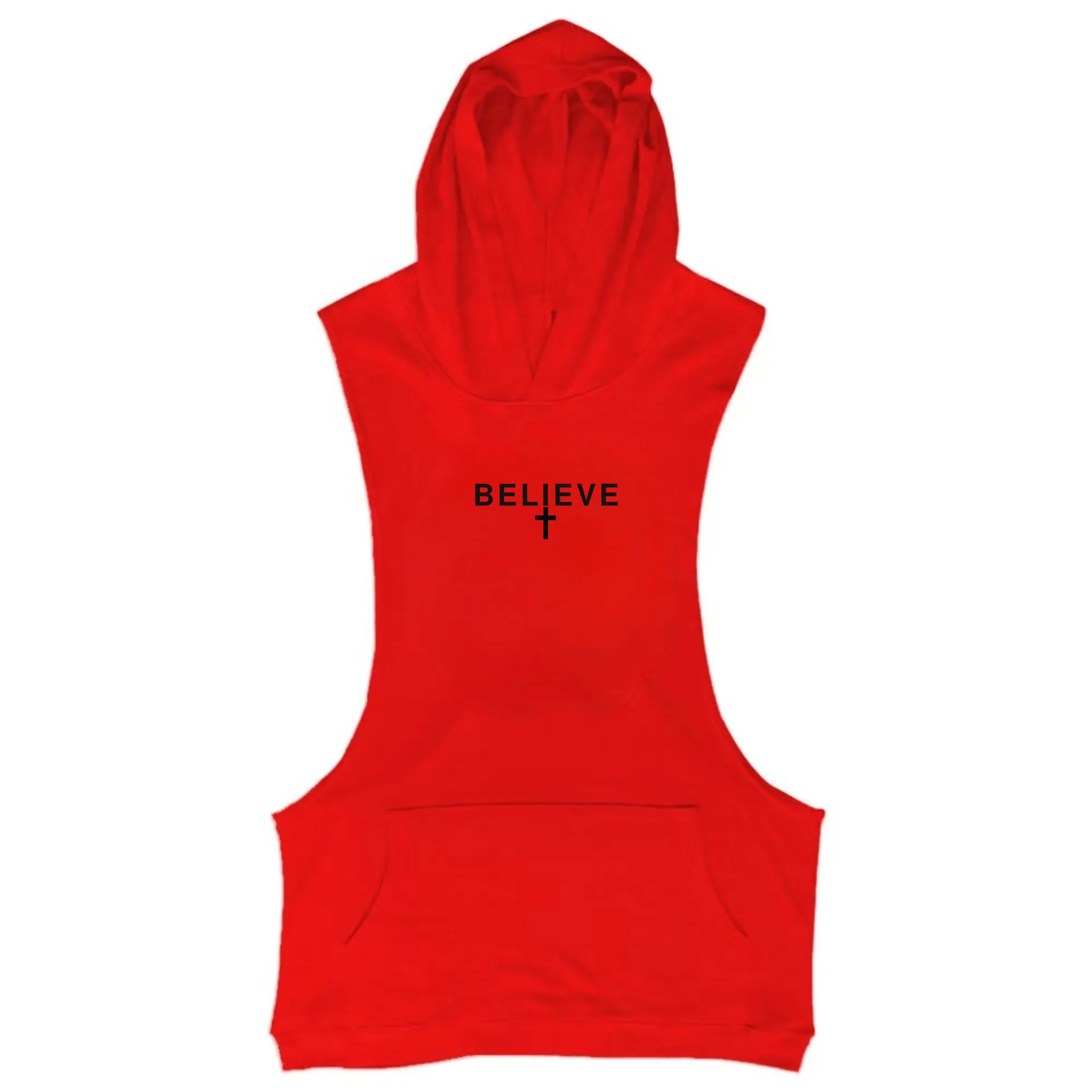 Believe Cross Sleeveless Hoodie Tank Tops