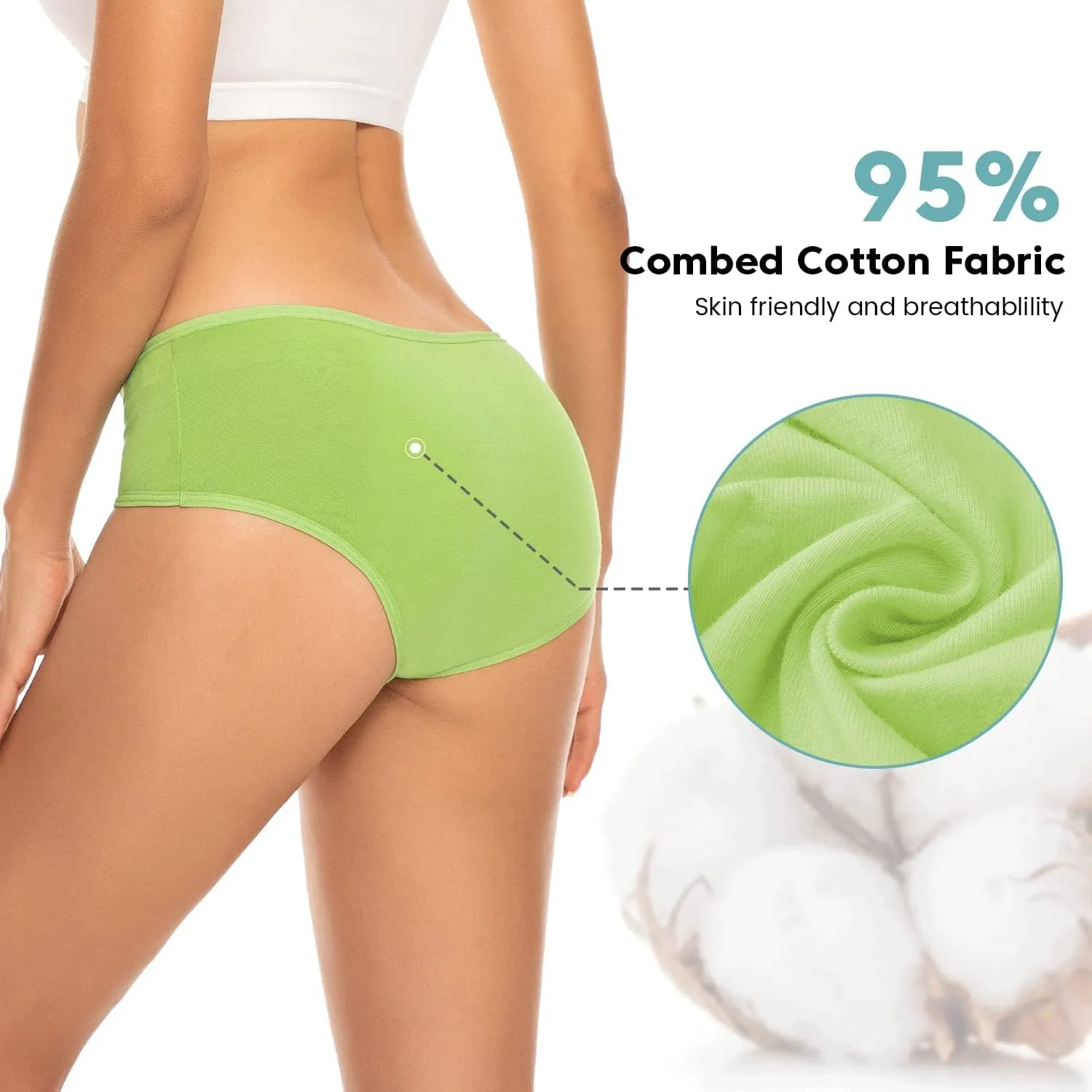 Benirap Womens Underwear Soft Cotton Hipster Panties Breathable Briefs 5 or 6 Pack