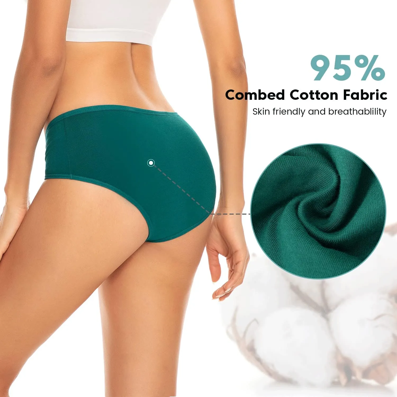 Benirap Womens Underwear Soft Cotton Hipster Panties Breathable Briefs 5 or 6 Pack