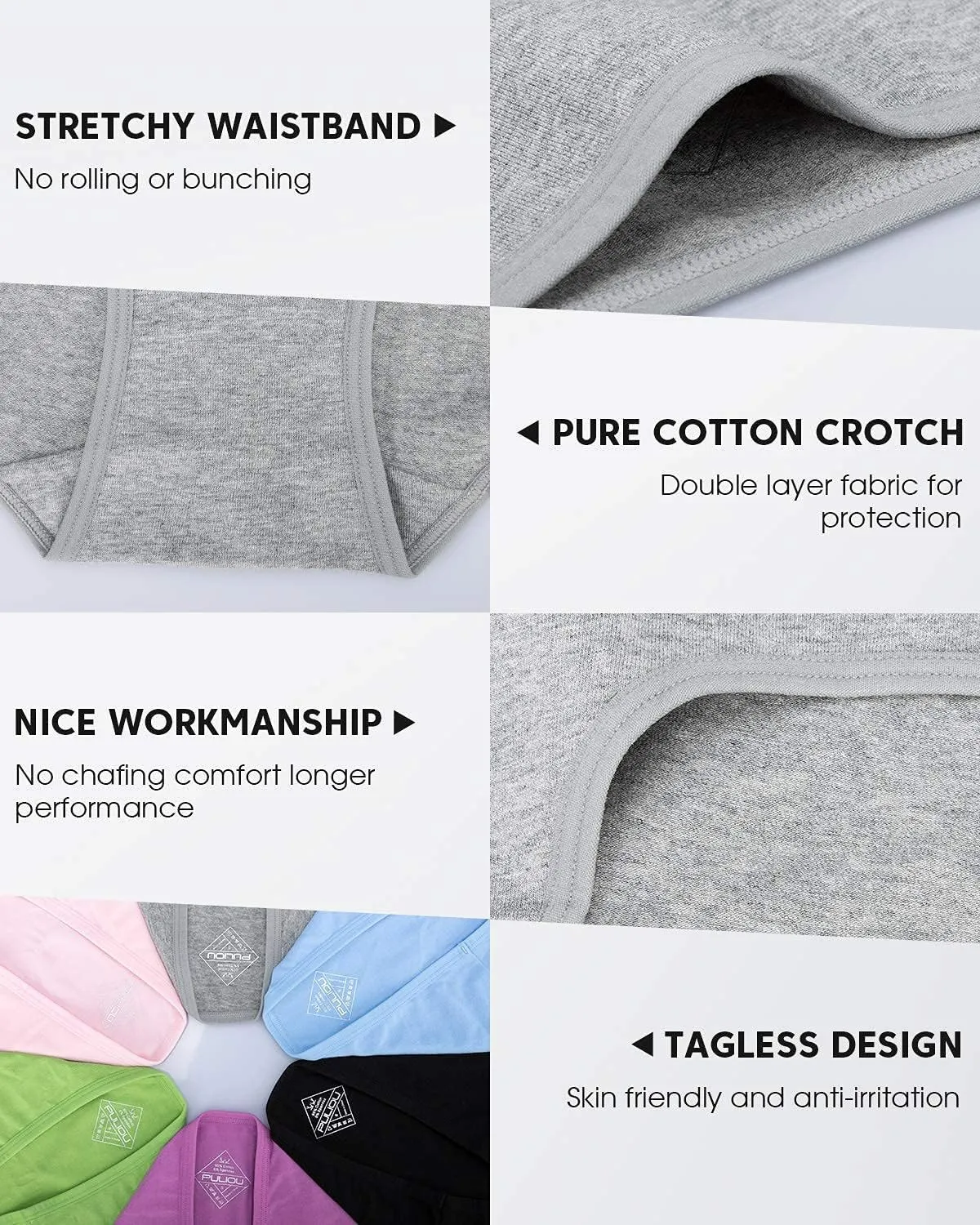 Benirap Womens Underwear Soft Cotton Hipster Panties Breathable Briefs 5 or 6 Pack