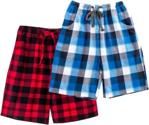 Big Boys Shorts, Plaid Loose Cotton Sleep Lounge Pants 10-16 Years