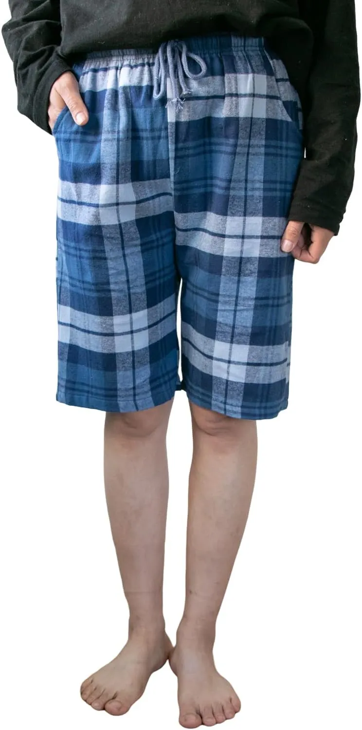 Big Boys Shorts, Plaid Loose Cotton Sleep Lounge Pants 10-16 Years