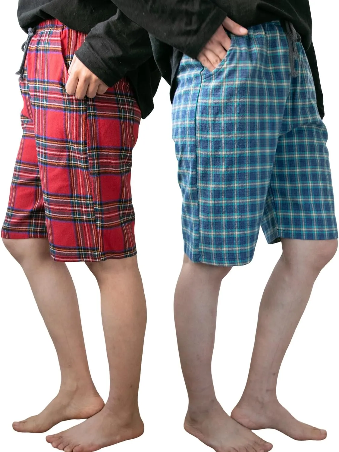 Big Boys Shorts, Plaid Loose Cotton Sleep Lounge Pants 10-16 Years