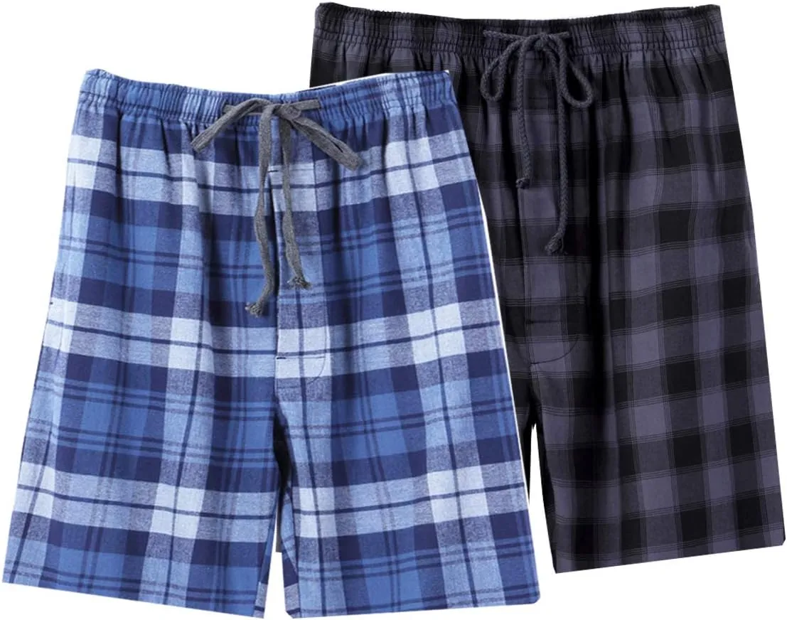 Big Boys Shorts, Plaid Loose Cotton Sleep Lounge Pants 10-16 Years
