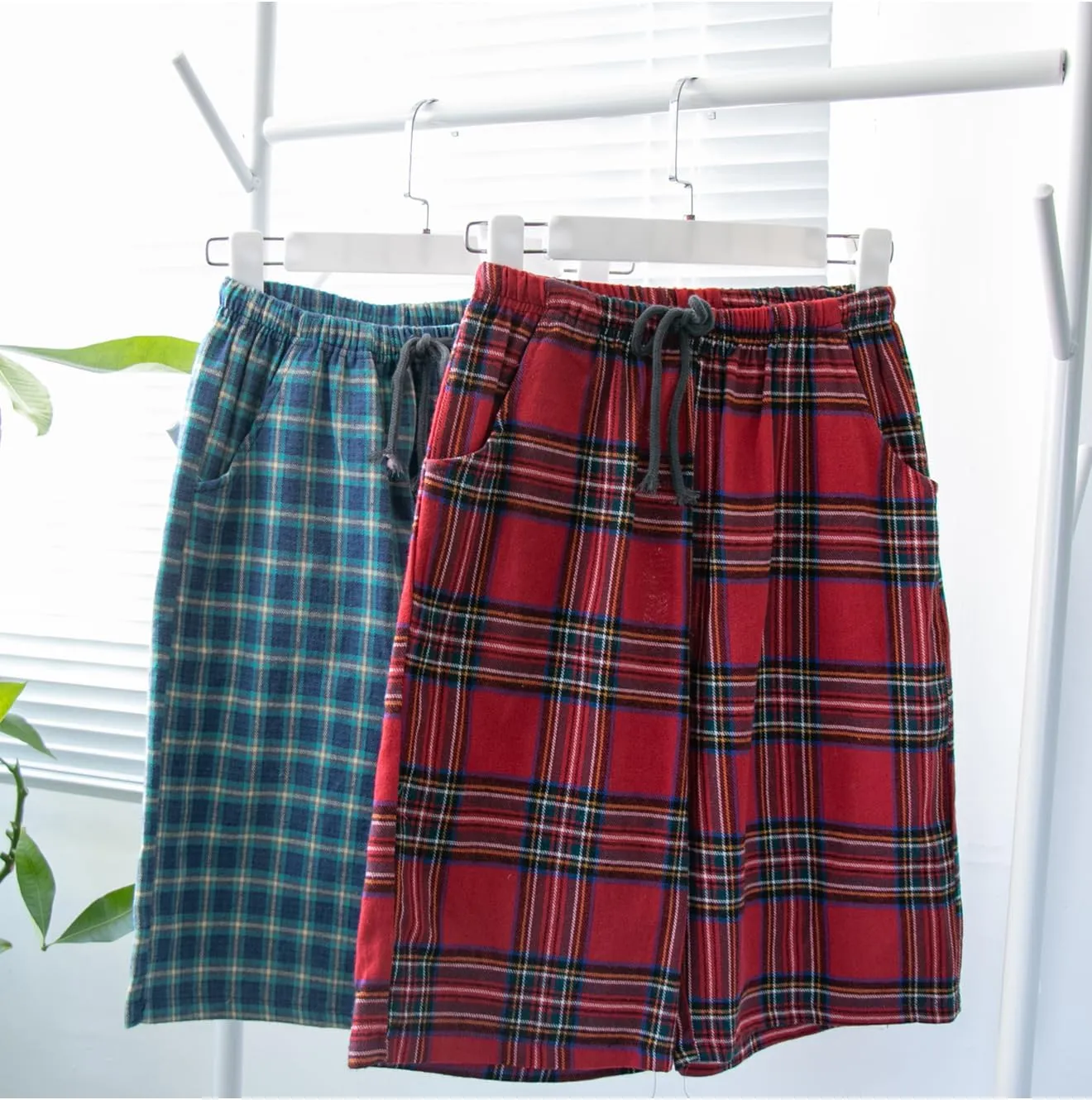 Big Boys Shorts, Plaid Loose Cotton Sleep Lounge Pants 10-16 Years