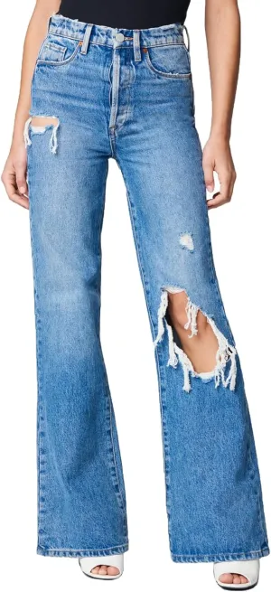 [BLANKNYC] Womens Wide Leg Longer Inseam Denim Jean with Rips, Comfortable Pants & Designer Clothing
