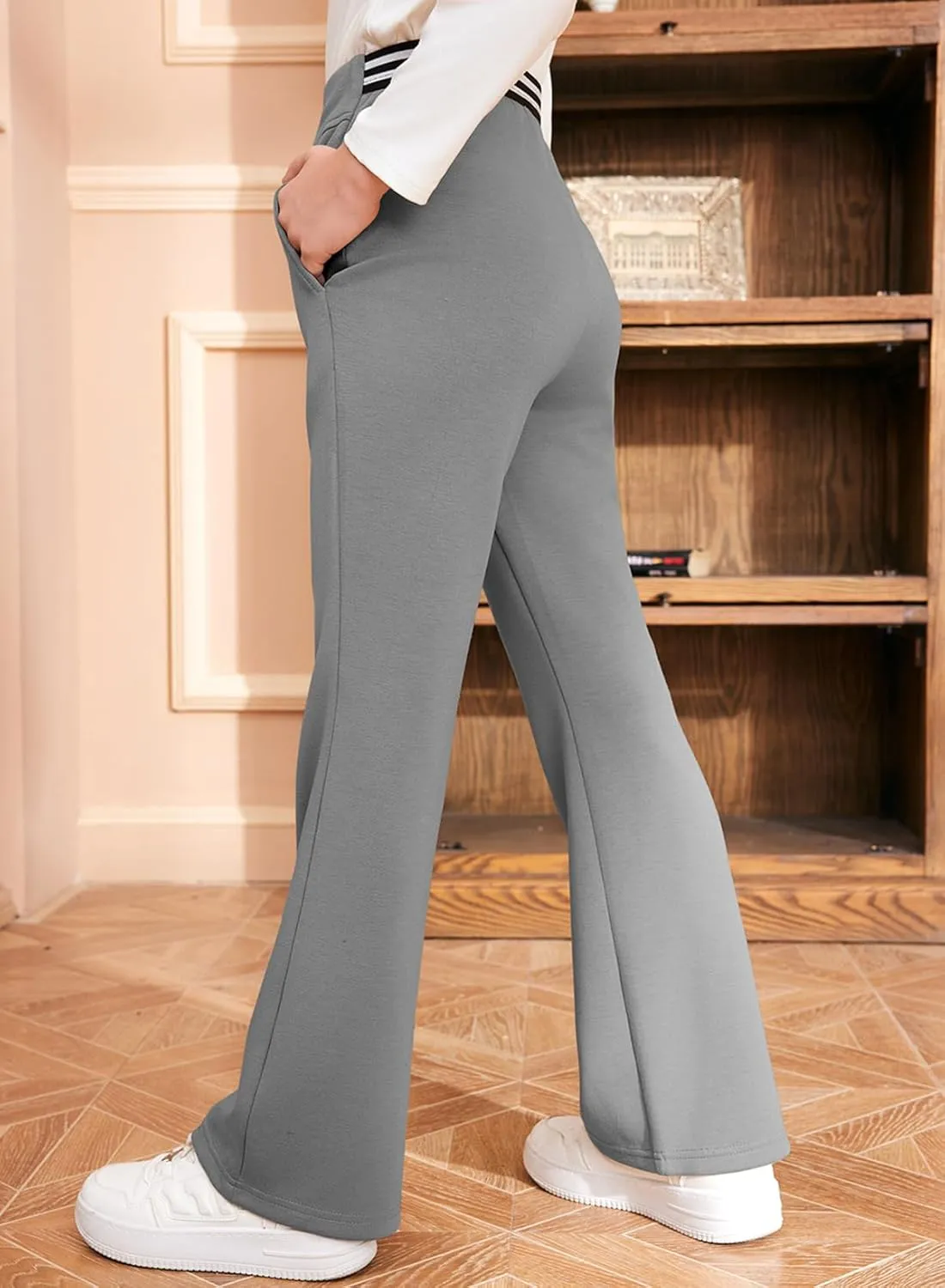 blibean Girls Dressy Bell Bottom School Uniform Pants Size 6-15 Years