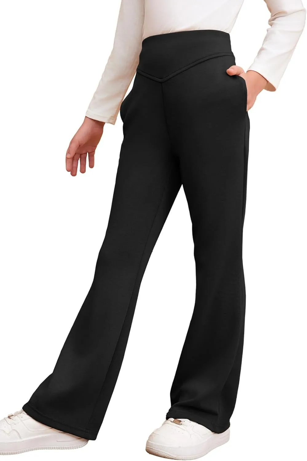 blibean Girls Dressy Bell Bottom School Uniform Pants Size 6-15 Years