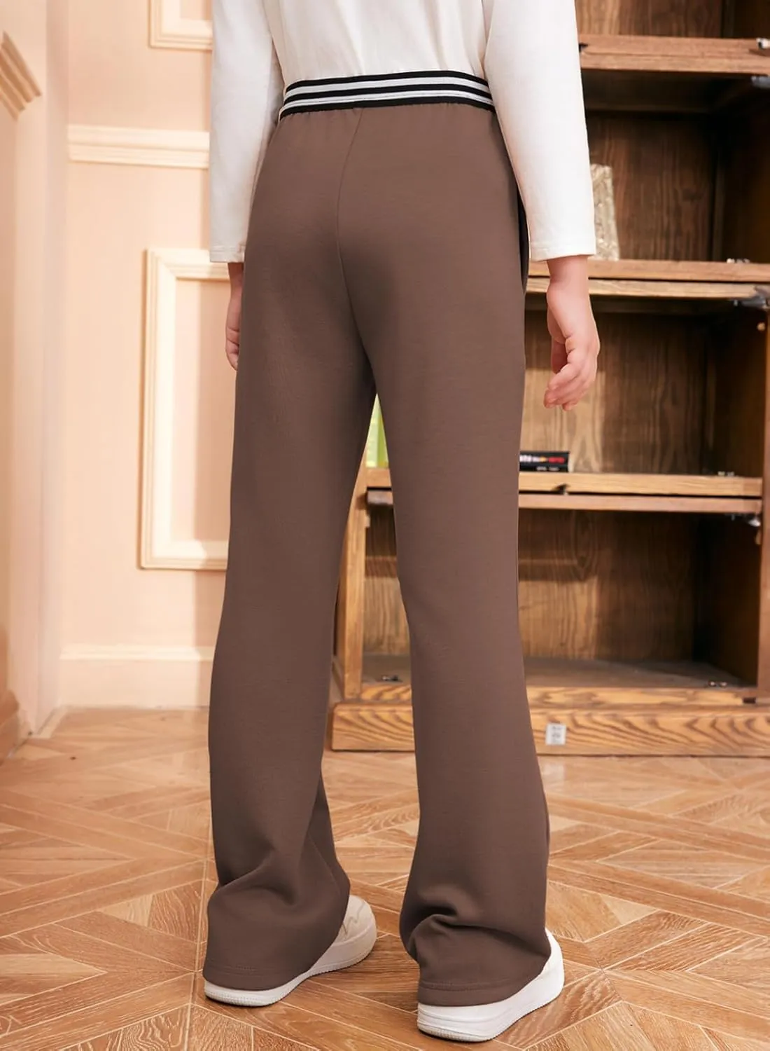 blibean Girls Dressy Bell Bottom School Uniform Pants Size 6-15 Years