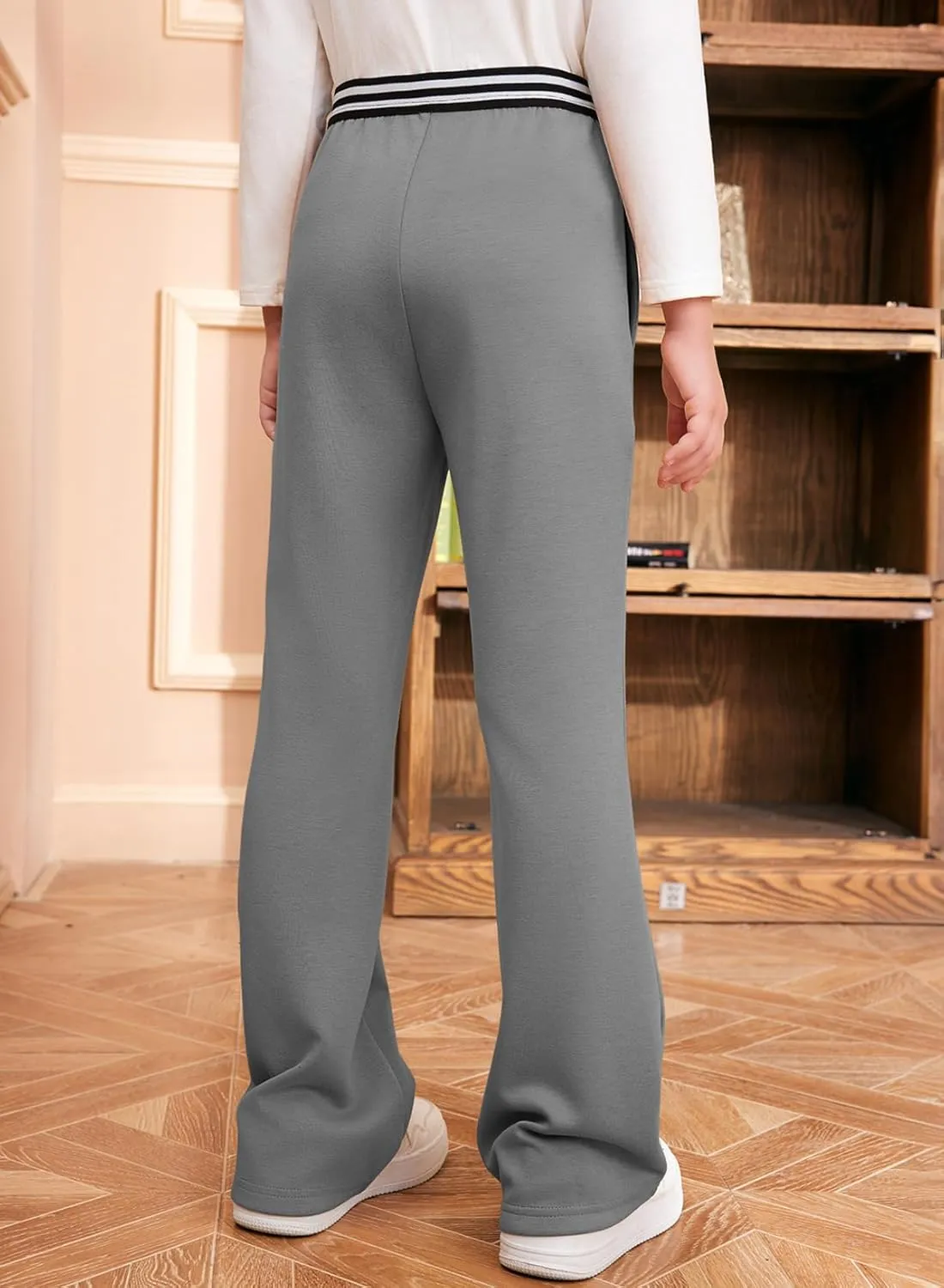 blibean Girls Dressy Bell Bottom School Uniform Pants Size 6-15 Years