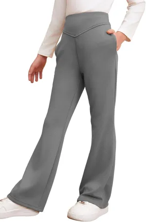 blibean Girls Dressy Bell Bottom School Uniform Pants Size 6-15 Years