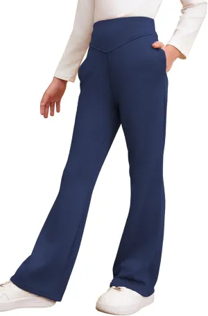 blibean Girls Dressy Bell Bottom School Uniform Pants Size 6-15 Years