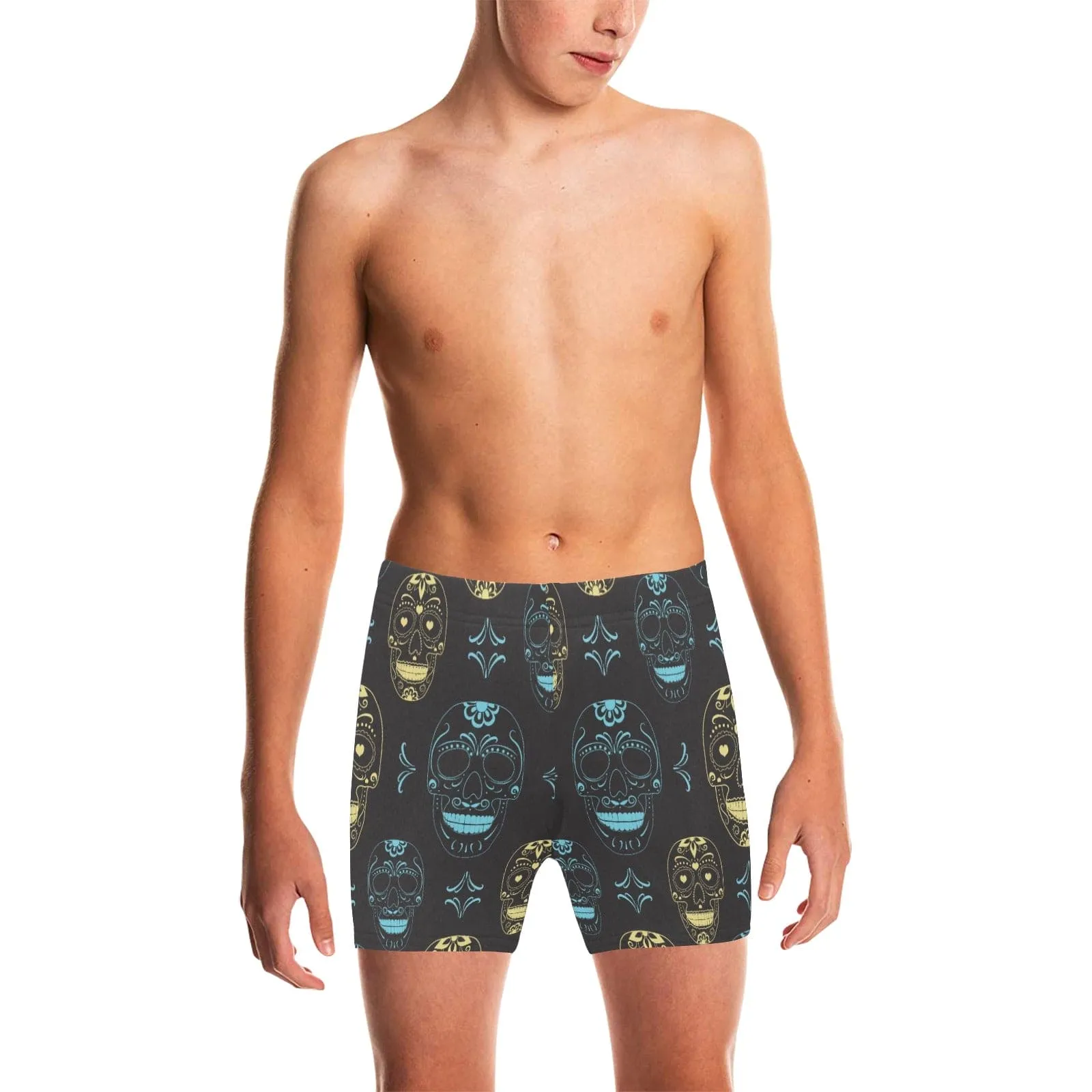Boys Blue & Gold Skulls Swimming Trunks