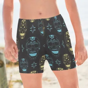 Boys Blue & Gold Skulls Swimming Trunks