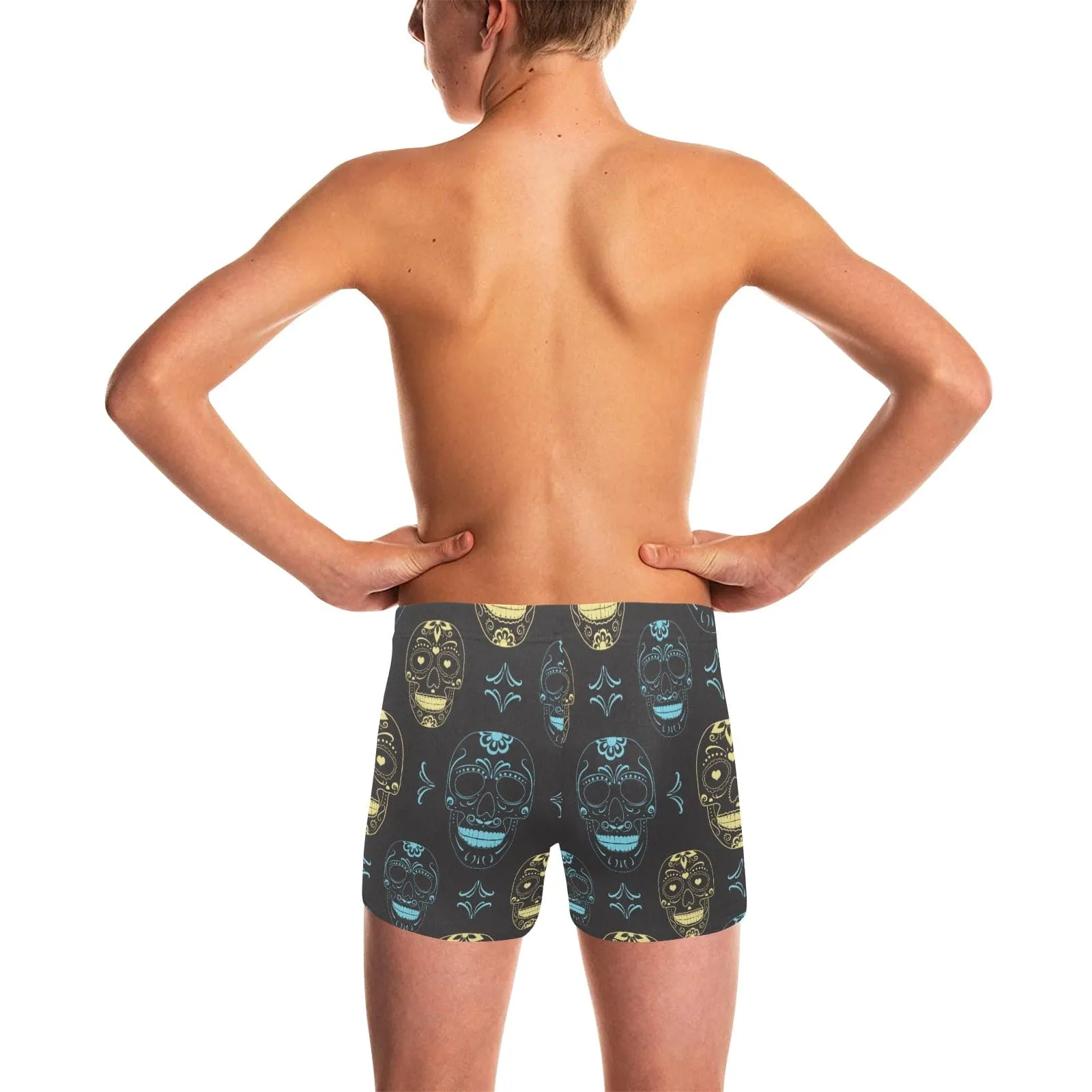 Boys Blue & Gold Skulls Swimming Trunks
