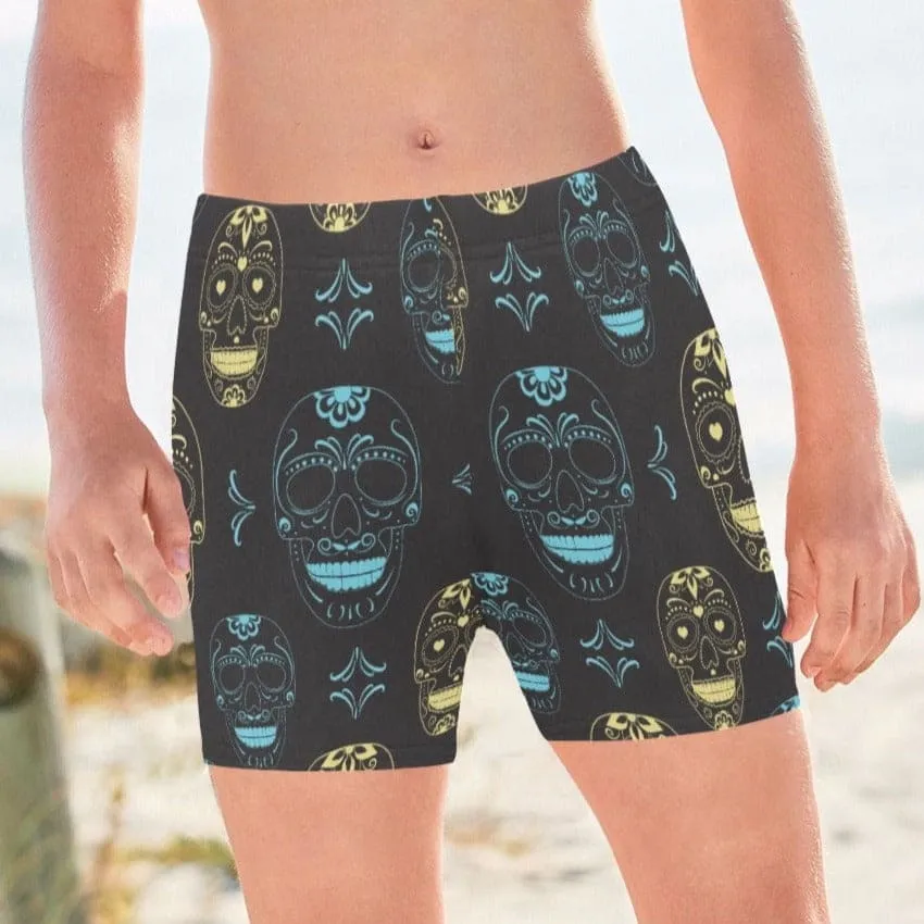 Boys Blue & Gold Skulls Swimming Trunks