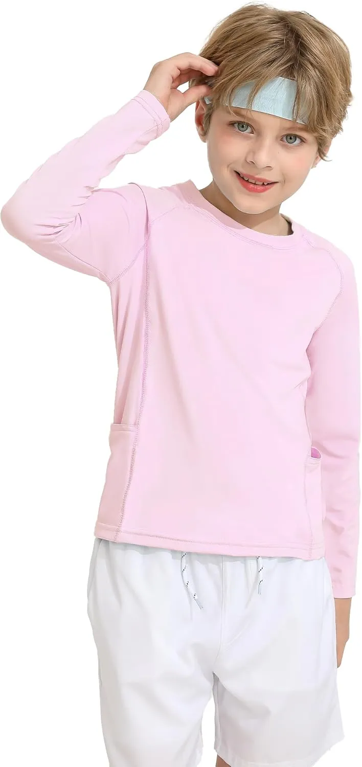 Boys Rash Guard Shirts UPF 50  Long Sleeve Girls UV Sun Protection Athletic Rash Guard Rashguard Swim Shirt