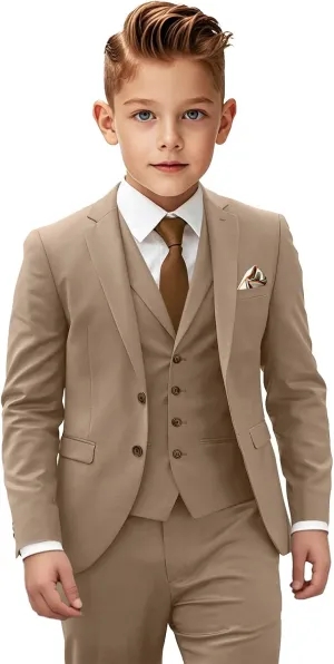 Boys Suit 3 Piece Slim Fit Suit for Kids Toddler Formal Wedding Ring Bearer Outfit Blazer Vest Pants Set