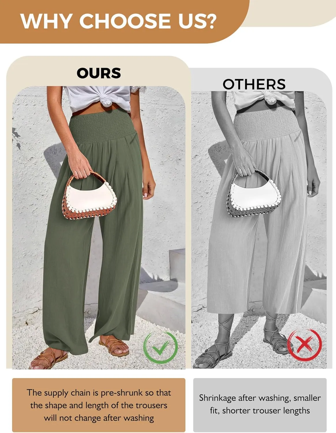 Buauty Women Palazzo Pants Wide Leg Casual Pant Summer High Waist Lounge Pants 2024 Loose Baggy Beach Travel Clothes