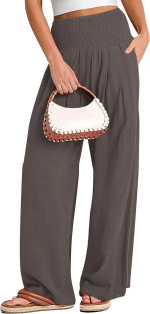 Buauty Women Palazzo Pants Wide Leg Casual Pant Summer High Waist Lounge Pants 2024 Loose Baggy Beach Travel Clothes