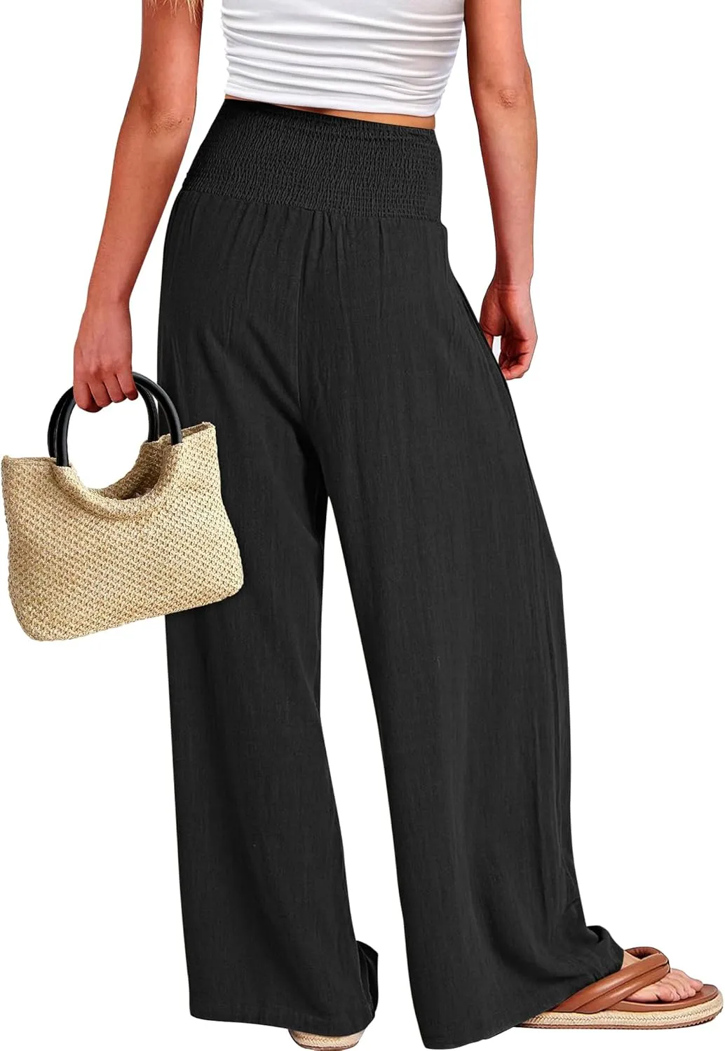 Buauty Women Palazzo Pants Wide Leg Casual Pant Summer High Waist Lounge Pants 2024 Loose Baggy Beach Travel Clothes