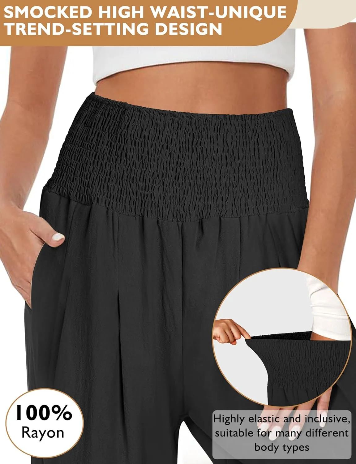 Buauty Women Palazzo Pants Wide Leg Casual Pant Summer High Waist Lounge Pants 2024 Loose Baggy Beach Travel Clothes