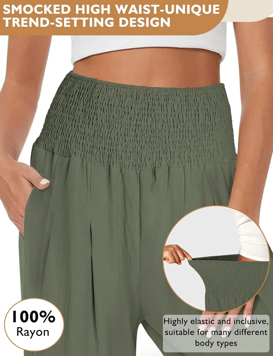 Buauty Women Palazzo Pants Wide Leg Casual Pant Summer High Waist Lounge Pants 2024 Loose Baggy Beach Travel Clothes