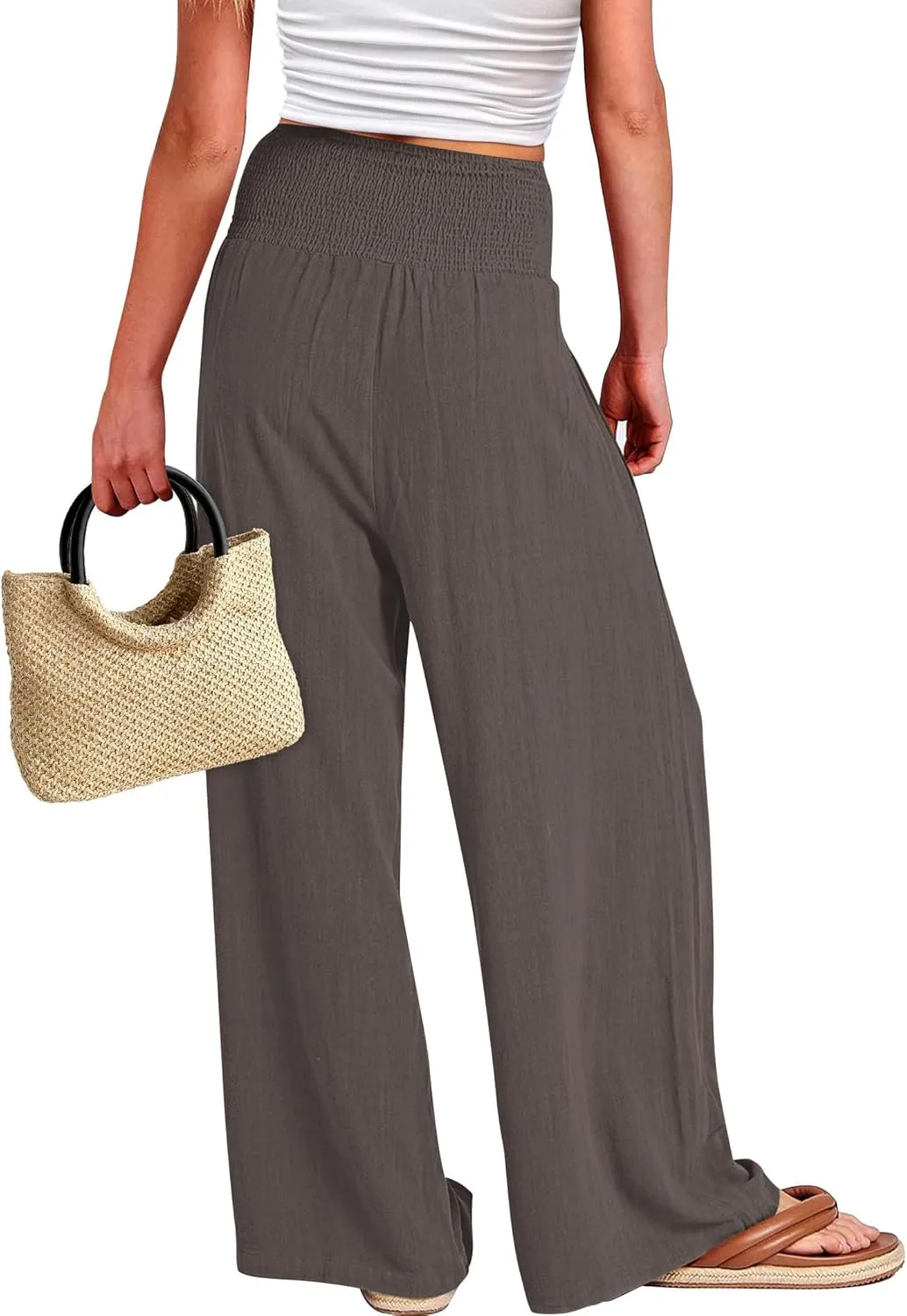 Buauty Women Palazzo Pants Wide Leg Casual Pant Summer High Waist Lounge Pants 2024 Loose Baggy Beach Travel Clothes