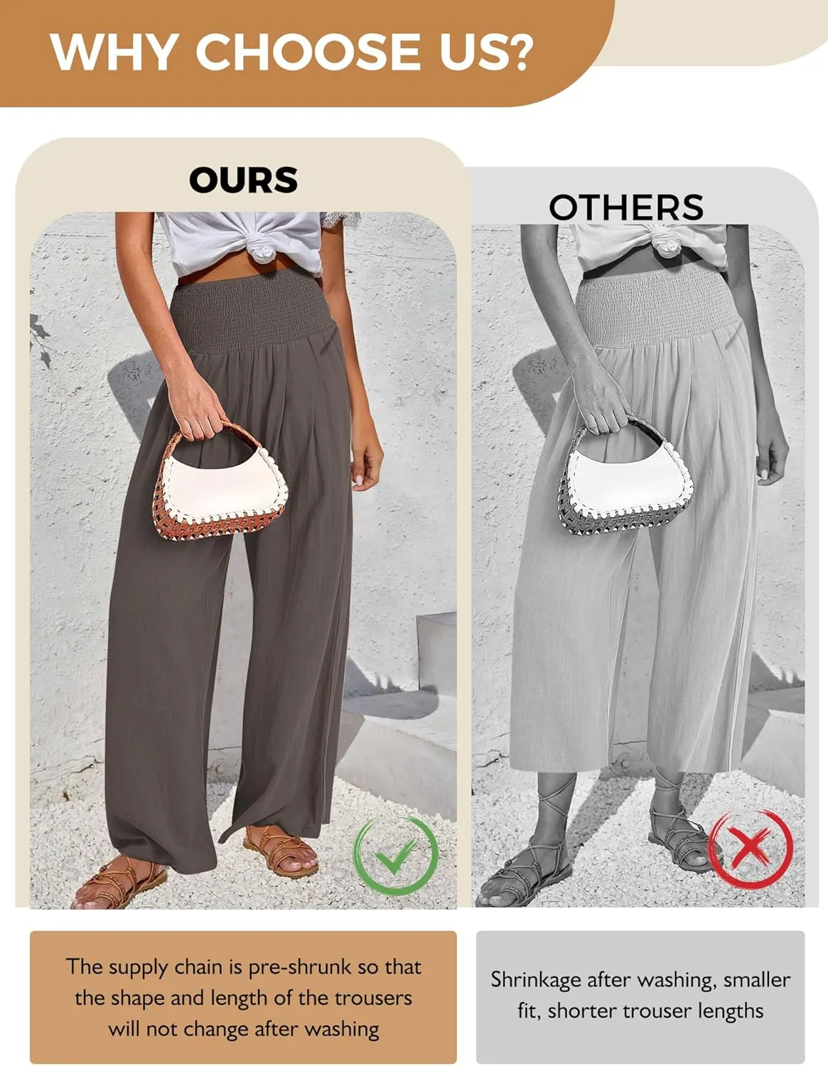Buauty Women Palazzo Pants Wide Leg Casual Pant Summer High Waist Lounge Pants 2024 Loose Baggy Beach Travel Clothes