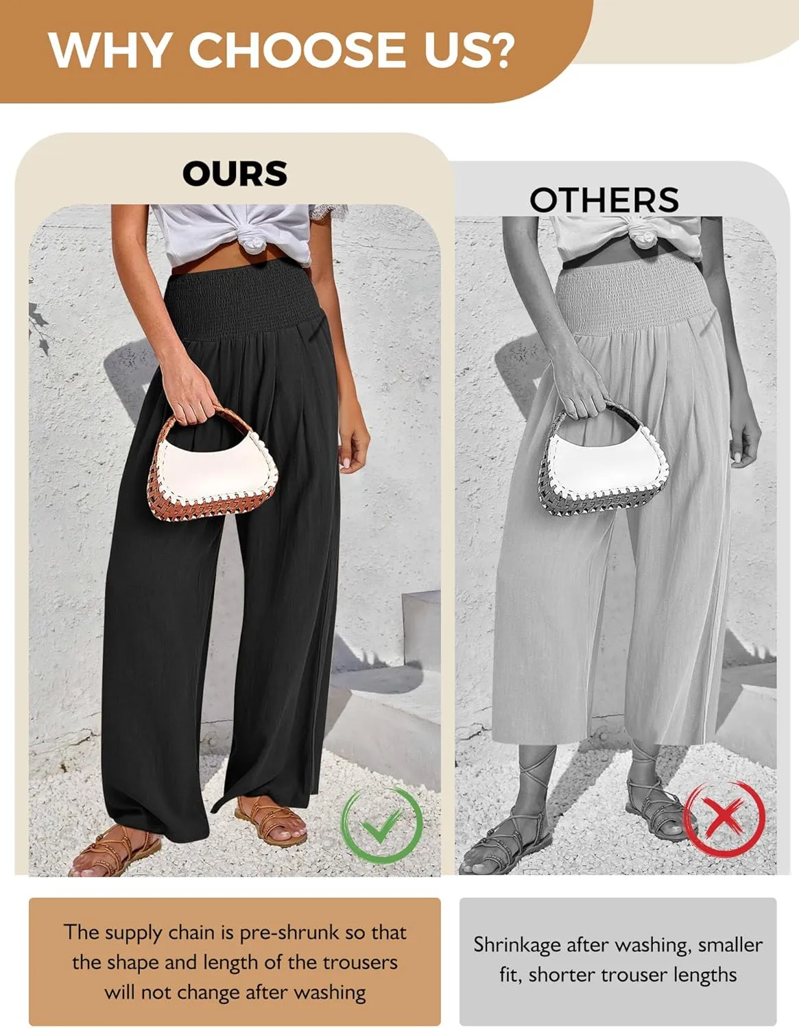 Buauty Women Palazzo Pants Wide Leg Casual Pant Summer High Waist Lounge Pants 2024 Loose Baggy Beach Travel Clothes