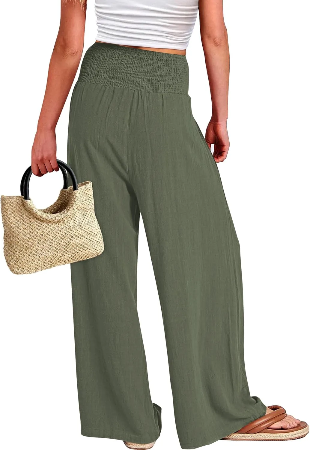 Buauty Women Palazzo Pants Wide Leg Casual Pant Summer High Waist Lounge Pants 2024 Loose Baggy Beach Travel Clothes