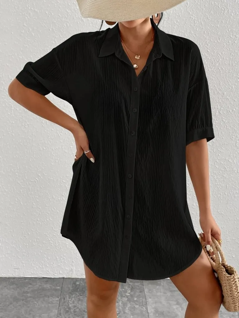 Button Down Swimsuit Coverup for Women