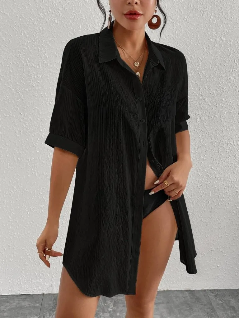 Button Down Swimsuit Coverup for Women