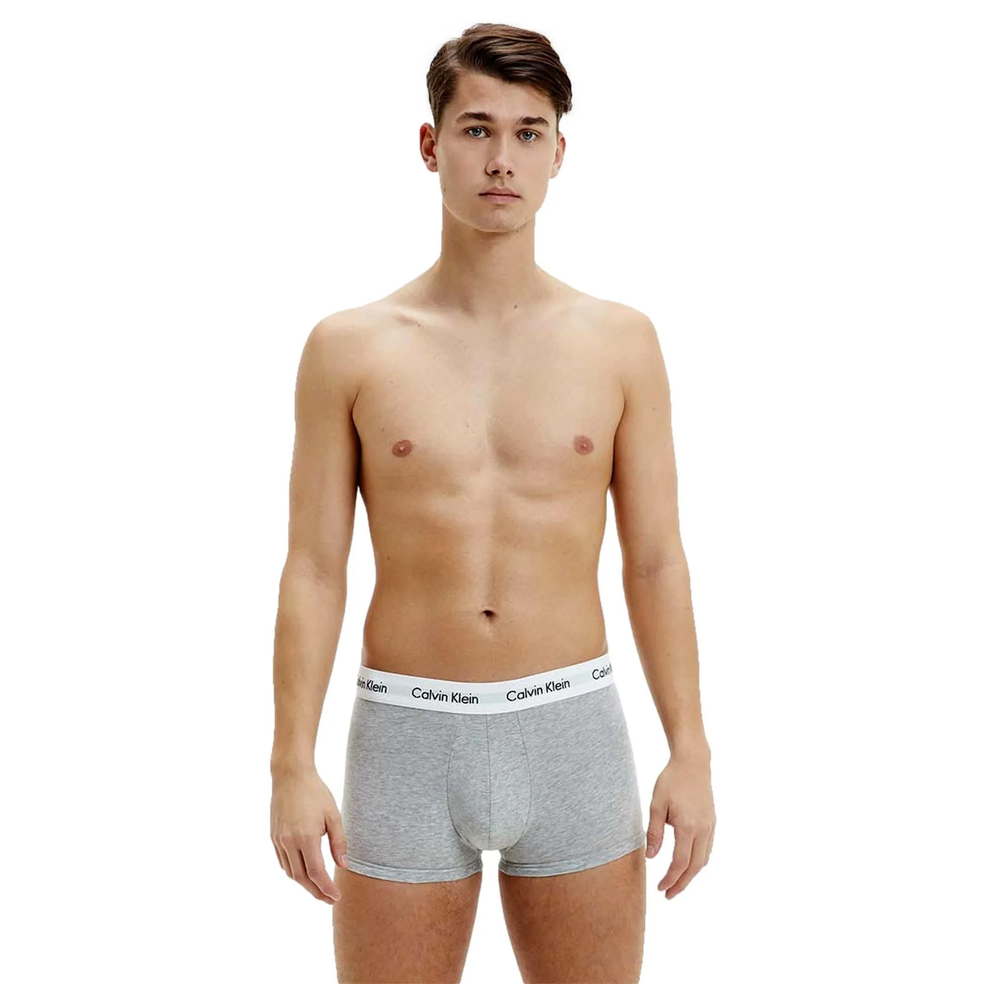 Calvin Klein 3 Pack Cotton Stretch Low Rise Trunks - Black/White/Grey Heather