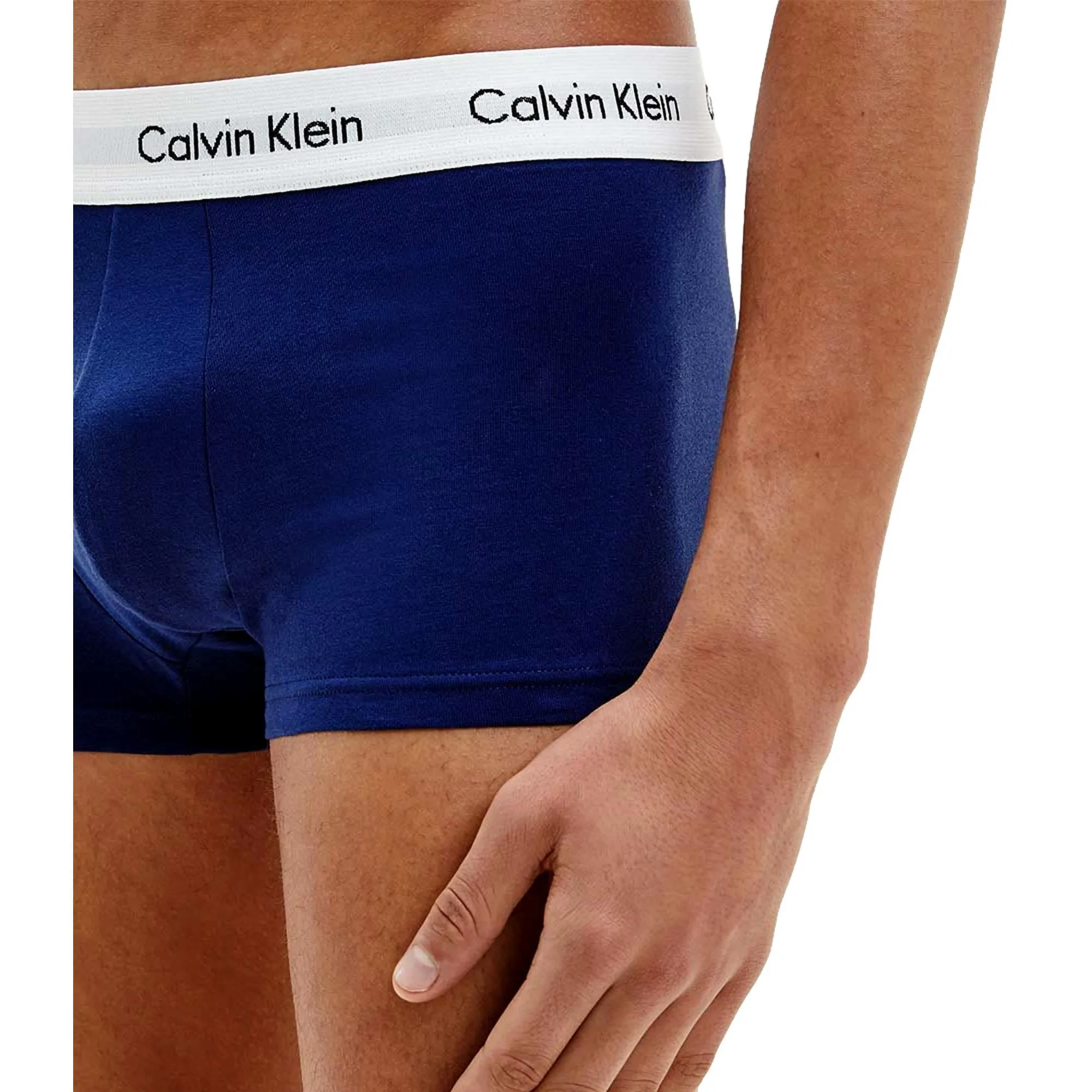 Calvin Klein 3 Pack Cotton Stretch Low Rise Trunks - White/Red/Blue