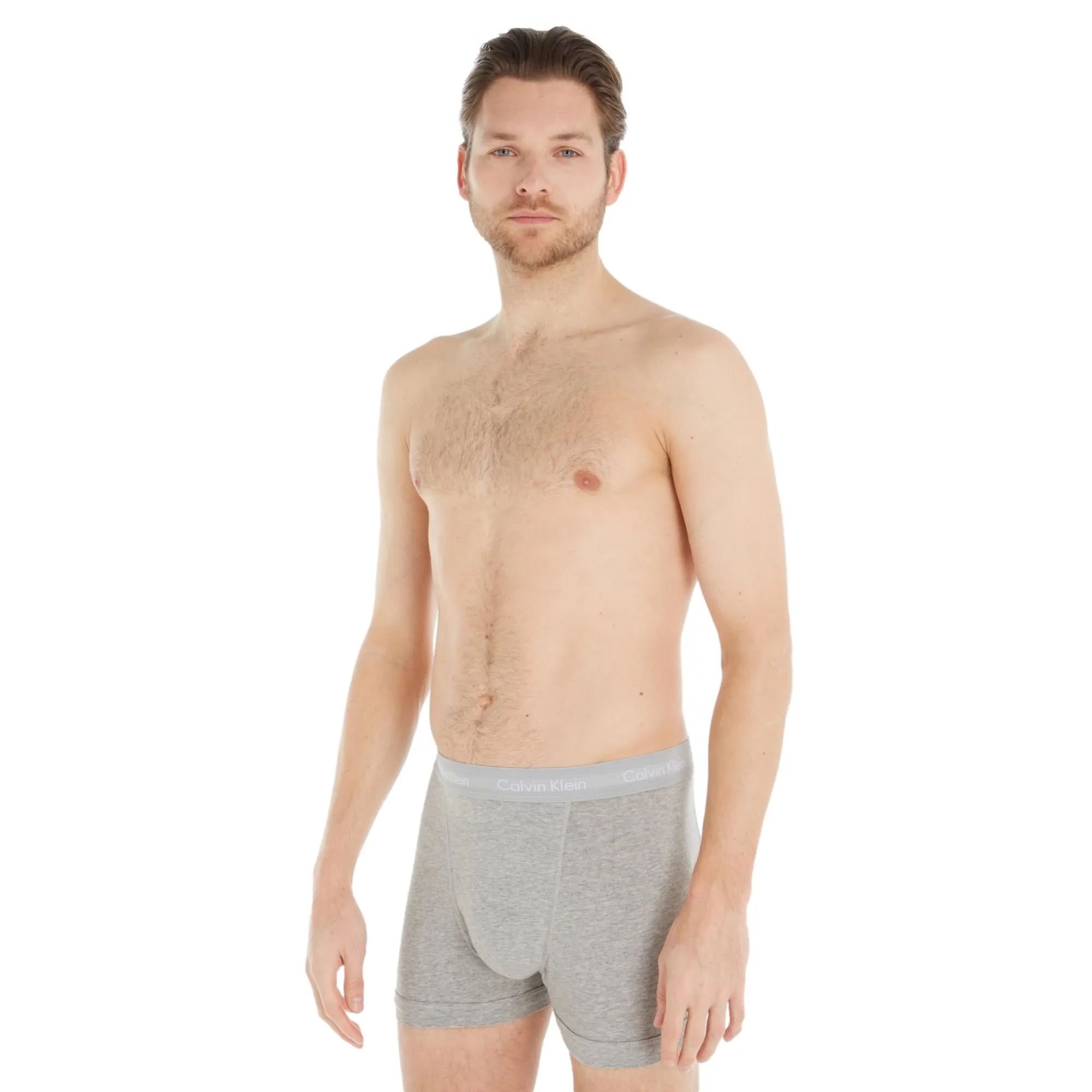 Calvin Klein Cotton Stretch Trunks 3 Pack - Grey Heather