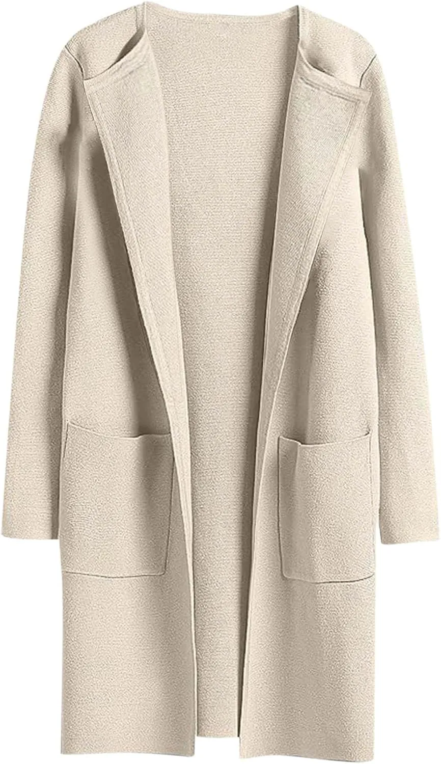 Cardigan Sweaters for Women Open Front Long Trench Coats Wool Blend Flannel Jacket 2023 Fall Winter Coatigan
