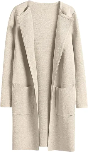 Cardigan Sweaters for Women Open Front Long Trench Coats Wool Blend Flannel Jacket 2023 Fall Winter Coatigan