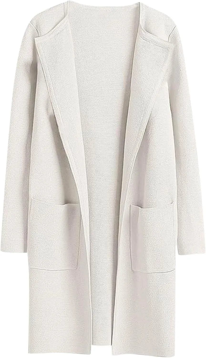 Cardigan Sweaters for Women Open Front Long Trench Coats Wool Blend Flannel Jacket 2023 Fall Winter Coatigan