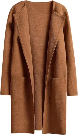 Cardigan Sweaters for Women Open Front Long Trench Coats Wool Blend Flannel Jacket 2023 Fall Winter Coatigan