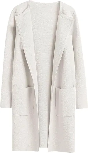 Cardigan Sweaters for Women Open Front Long Trench Coats Wool Blend Flannel Jacket 2023 Fall Winter Coatigan