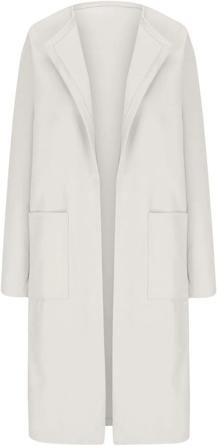 Cardigan Sweaters for Women Open Front Long Trench Coats Wool Blend Flannel Jacket 2023 Fall Winter Coatigan