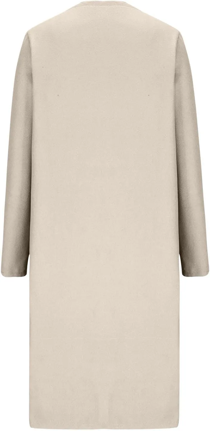 Cardigan Sweaters for Women Open Front Long Trench Coats Wool Blend Flannel Jacket 2023 Fall Winter Coatigan