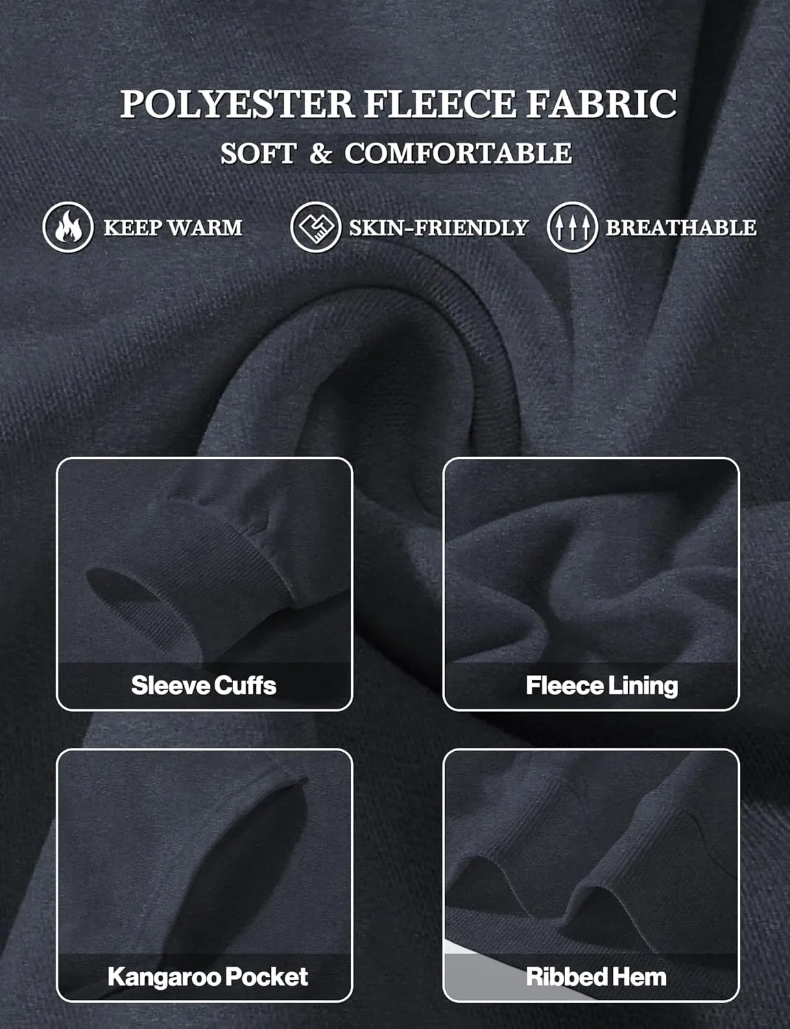Casual Unisex Hoodies Sweatshirt for Men Women, Comfortable Lightweight Fleece Adult Pullover with Pockets