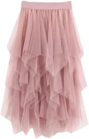 Casual Womens Comfortable High Waist Pleated Tutu Skirt Ladies Midi Skirt Pleated Mini Skirt