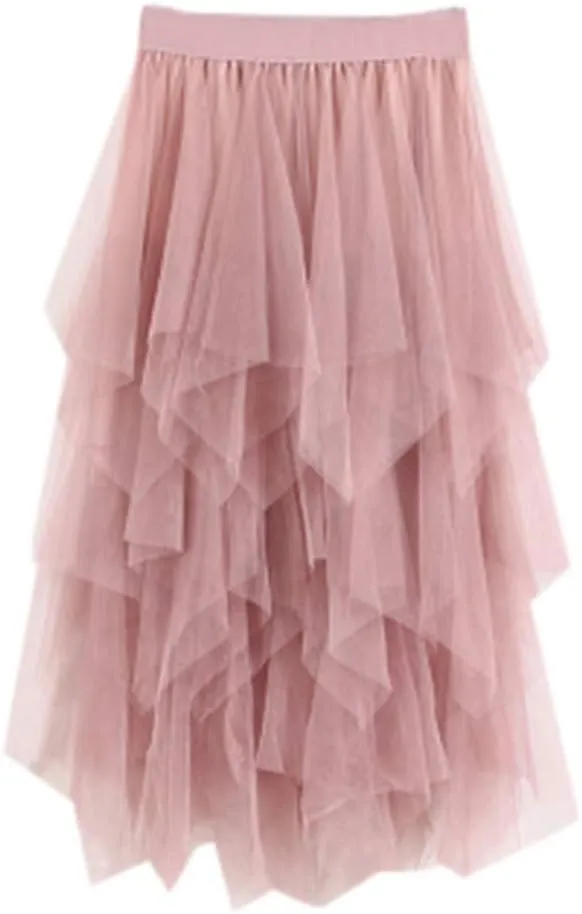 Casual Womens Comfortable High Waist Pleated Tutu Skirt Ladies Midi Skirt Pleated Mini Skirt